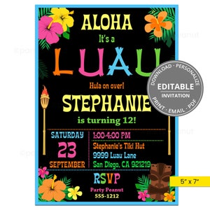 Luau Invitation Tiki Party Hawaiian Luau Party Polynesian Luau Invitation Luau Birthday Summer Party Instant Download Printable Editable