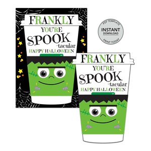 Frankenstein Coffee Gift Card Holder Printable, Teacher Halloween Gift Card, Frankly Spooktacular Coffee Gift, Halloween Coworker Coffee