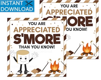 Smore Appreciation Gift Tags, Teacher Tags, Teacher Thank You Tag, Teacher Appreciation, Smores Gift Tags, Smore Thank You Tag Printable