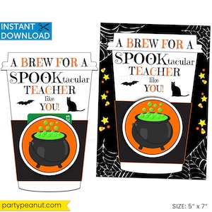 Porte-cartes cadeau professeur d'Halloween, Professeur fantasmagorique, Porte-cartes cadeau café, Cadeau café, Porte-cartes cadeau Halloween, Imprimable