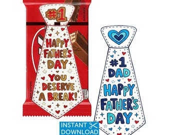 Vatertag Krawatte Tag Kit Kat Candy Bar Geschenk Papa Krawatte Digital Download