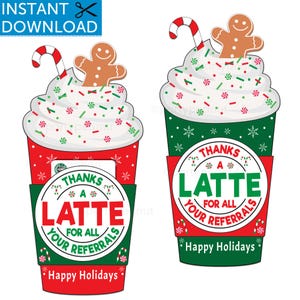 Christmas Gift Card Holder Realtor Gift Thanks A Latte Referrals Client Gift Printable Christmas Coffee Client Appreciation Coffee Thank You
