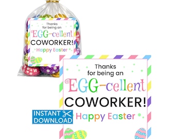 Etichette regalo di Pasqua per i colleghi – Etichette per dolcetti pasquali in ufficio – Etichette di ringraziamento per i dipendenti – Stampabili