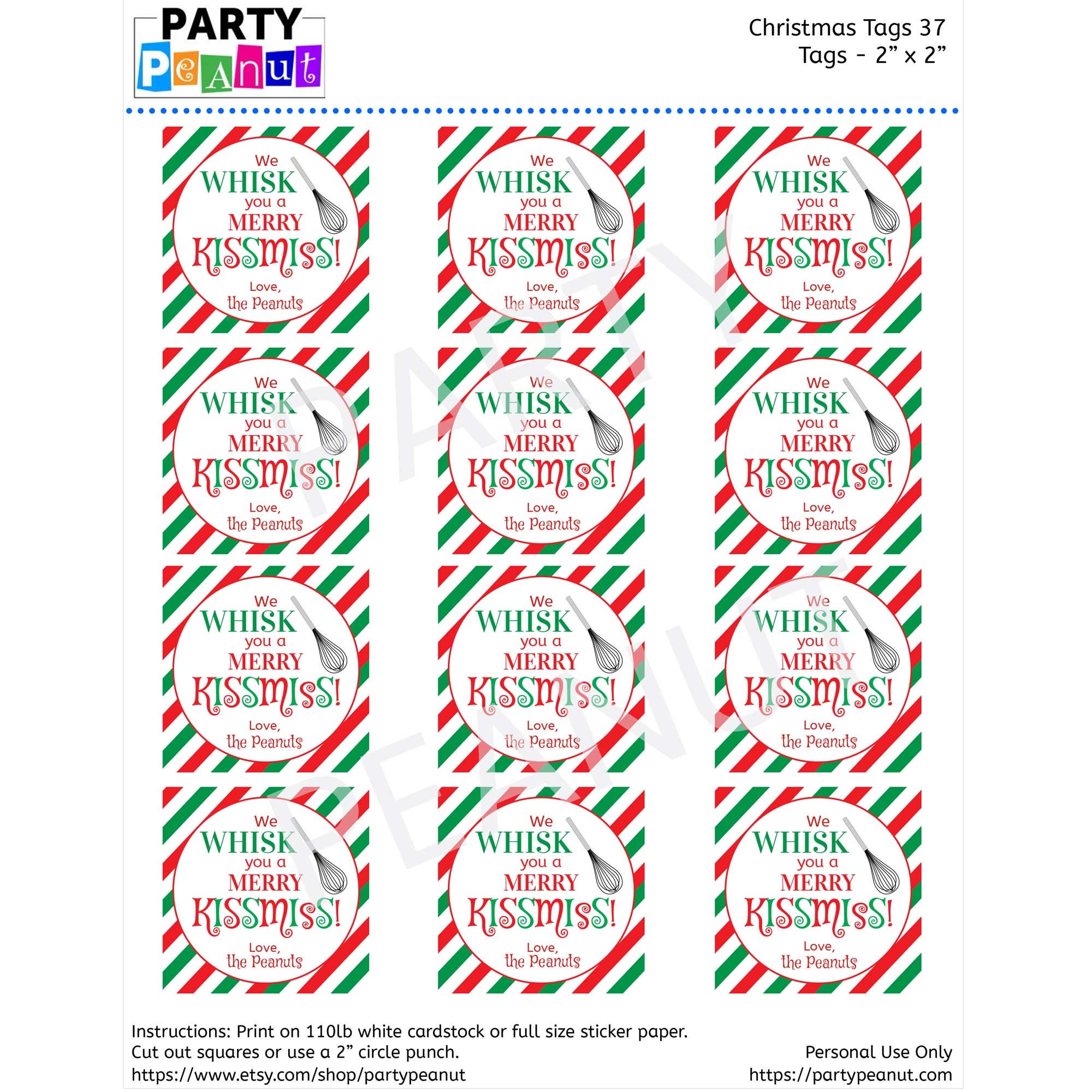 Merry Christmas Gift Tags Christmas Tags - Party Peanut
