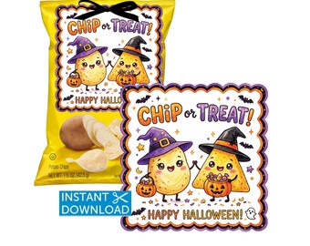 Halloween Potato Chips Tag, Chip or Treat, Halloween Party, Classroom Treats, Teacher Favors, Instant Download