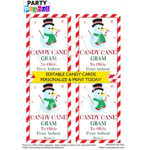 Candy Cane Gram, Candy Cane Holder, Printable, School Fundraiser, Kids ...