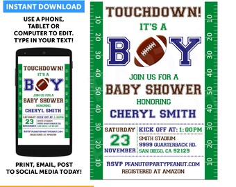 Editable Football Baby Shower Invitation Football Invitation Printable Instant Download