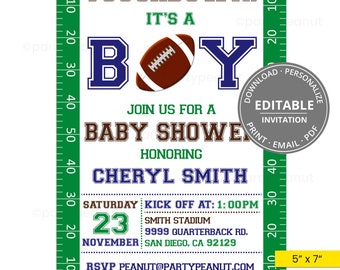Football Baby Shower Invitation Football Party Invitation Boy Baby Shower Printable Editable