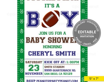 Faire-part baby shower de football modifiable Faire-part de fête de football football imprimable