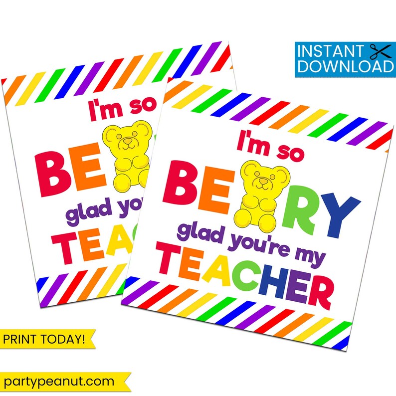 Beary Glad You're My Teacher Gift Tags Teacher | Etsy