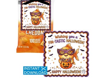 Halloween Goldfish Tag Halloween Treat Tags Fintastic Kids Classroom Party Favors Instant Download