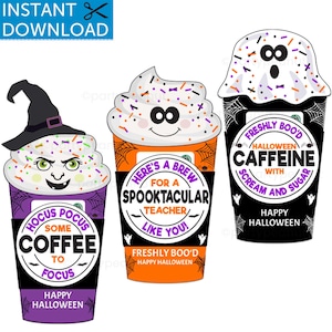 Porte-carte cadeau café Halloween imprimable Carte cadeau professeur Halloween Halloween cadeau café professeur cadeau café appréciation professeur imprimable