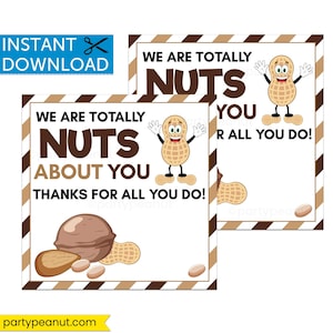 Totally Nuts About You, Teacher Appreciation Week, Peanut Gift Tag, Coworker, Staff, Employee, School, Nurse, Pto Pta Teacher Thank You