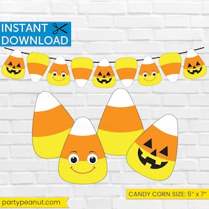 Halloween Banner, Printable Candy Corn Banner, Candy Corn Garland, Halloween Party Decor, Printable Halloween Bunting