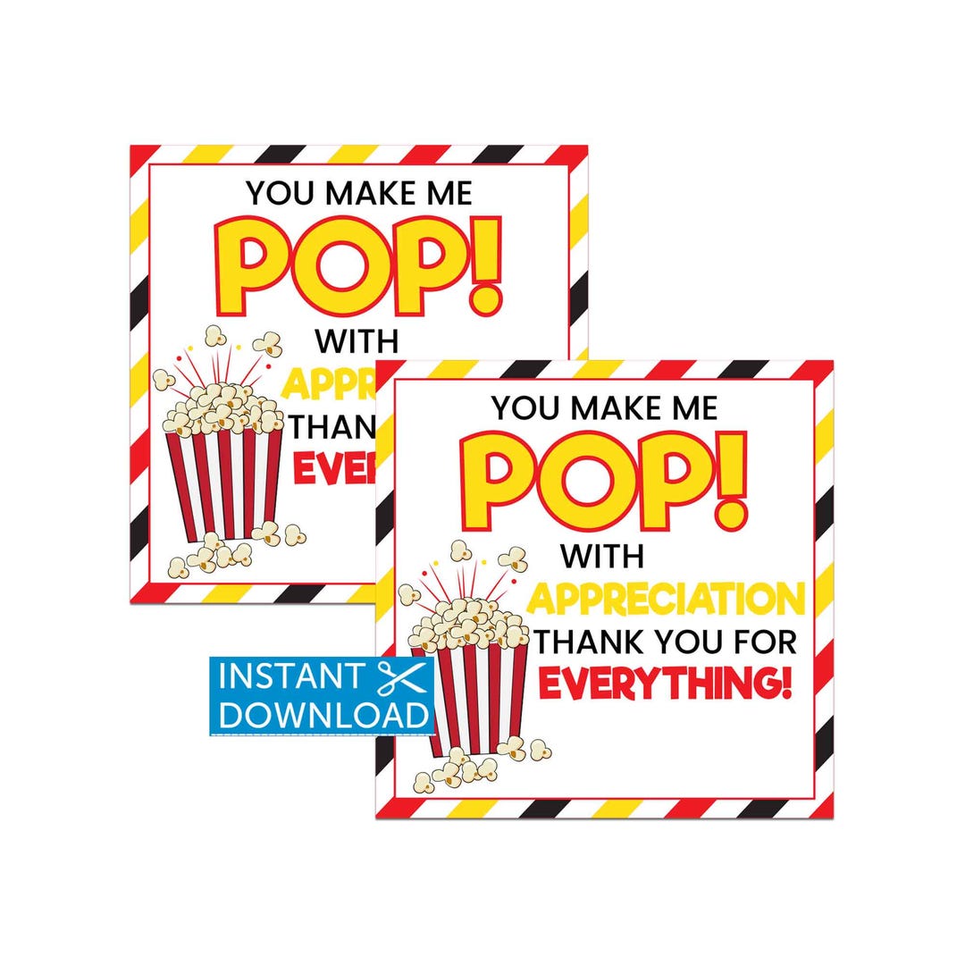 Popcorn Gift Tags, Teacher Appreciation, Coworker Gifts, Staff Treat ...