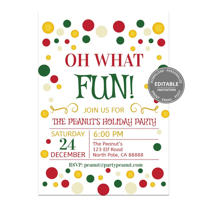 Christmas Invitation, Christmas Party Invite, Christmas Party Printable, Holiday Party Invitation, Xmas Invitation Download, Editable