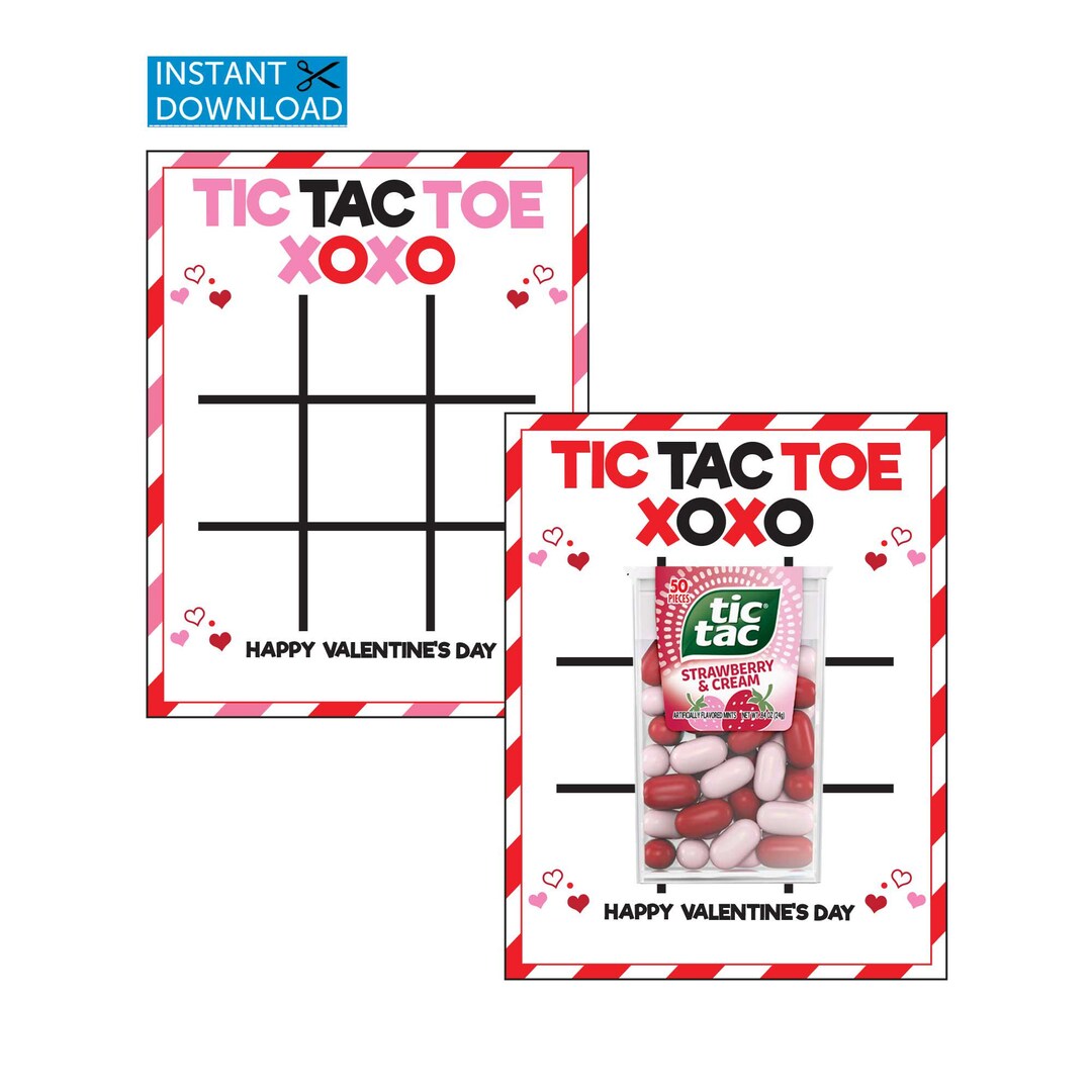 Tic Tac Toe Valentine Game Printable Kids Classroom Party School Favors ...