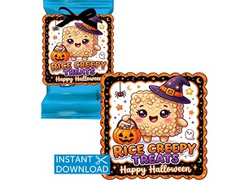 Halloween Rice Krispies Treats, Halloween Treat Tag, Classroom Party, Teacher Favors, Witch, Instant Download