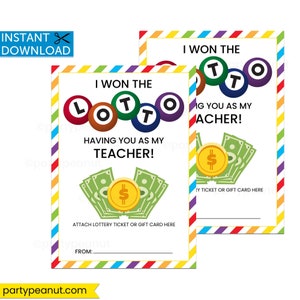I Won The Lotto Having You As Teacher, Teacher Appreciation, Teacher Gift, Teacher Thank You, Lottery Ticket Gift Card Holder, Lottery Gift