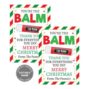 Lip Balm Holder Template Printable Chapstick Lip Gloss Stocking Stuffers Christmas Gift Kids Teacher Coworker Christmas Tags
