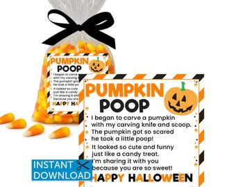 Pumpkin Poop, Halloween Treat Tags, Halloween Party Favors, Halloween Gift Kids, Teacher, Kids, Classroom, Candy Corn, Printable