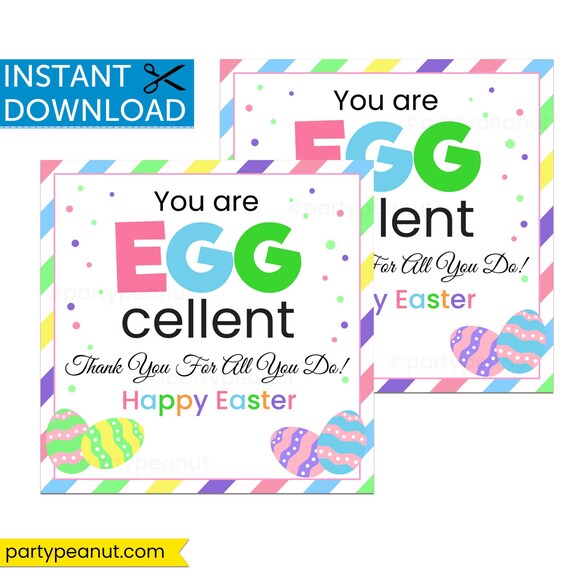 You Are Eggcellent Easter Tag Easter Thank You Gift Tags Kids Easter