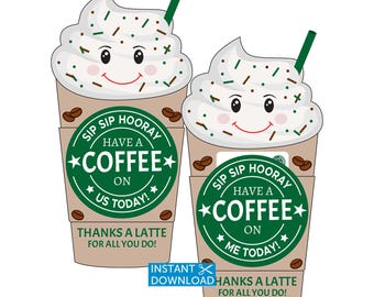 Lehrer Wertschätzung, Kaffee Geschenk Kartenhalter zum Ausdrucken, Kaffee-Liebhaber, Danke A Latte, Instant Download
