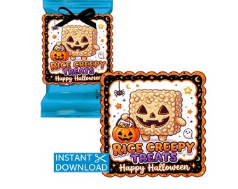 Halloween Rice Krispies Treats, Halloween Treat Tag, Jack O Lantern, Classroom Favors, Instant Download