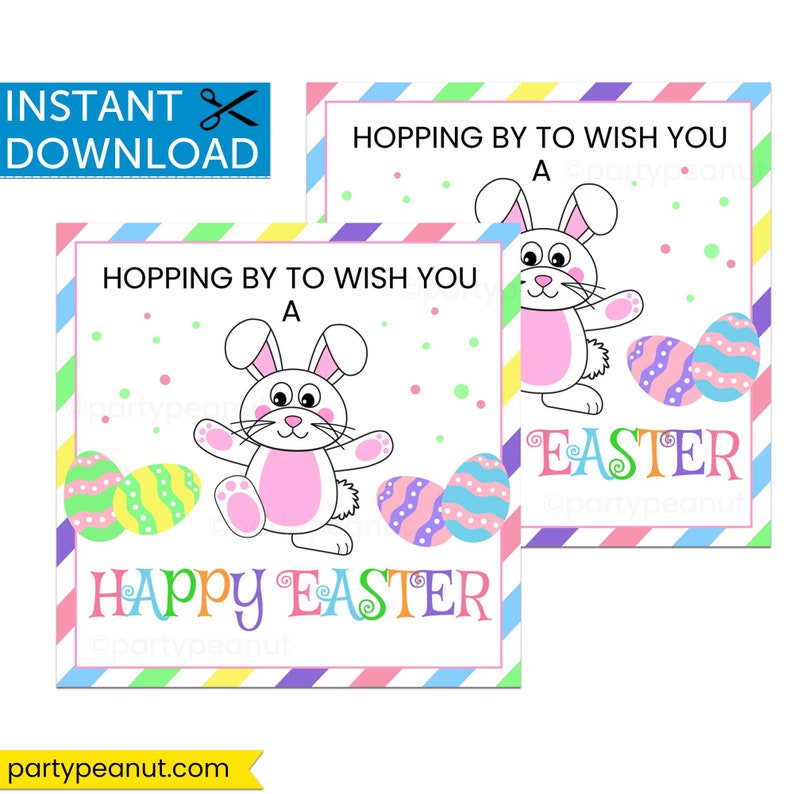 Easter Bunny Gift Tags, Easter Favor Tags, Easter Treat Tag, Easter Teacher Gift, Easter Gifts Kids, Easter Basket, Easter Tags, Printable image 3