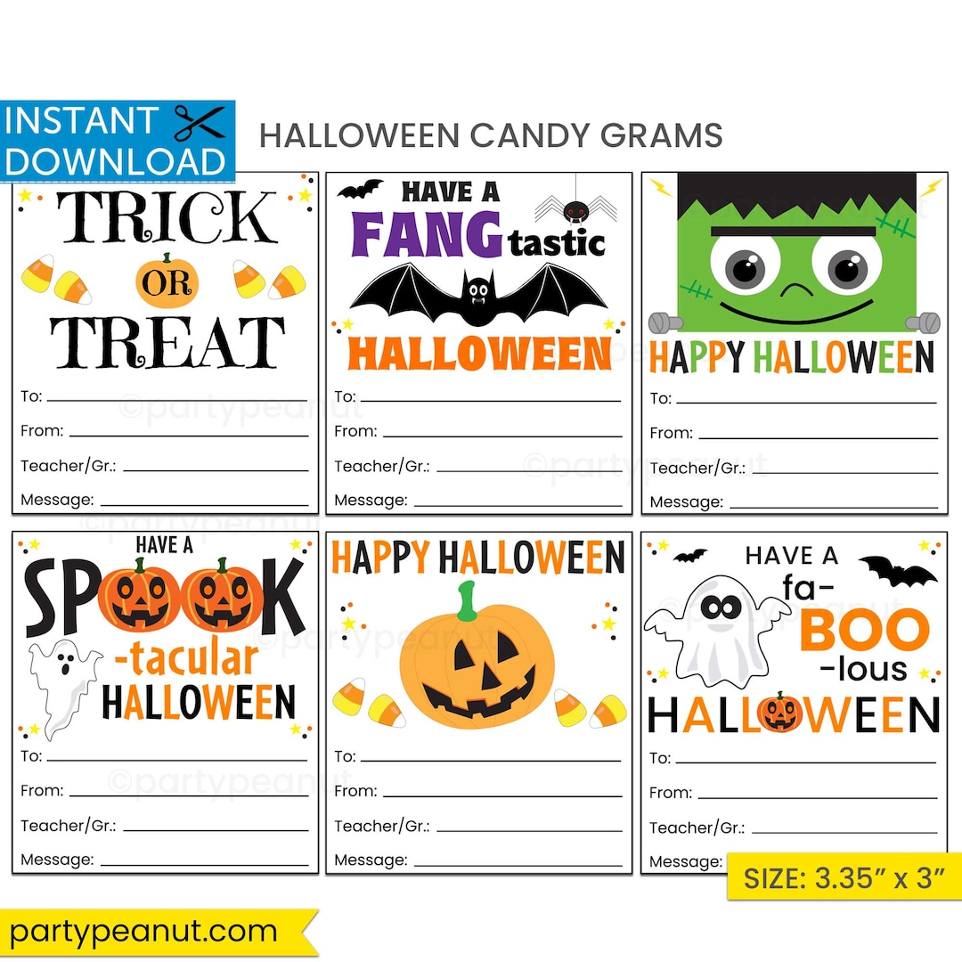 Halloween Candy Gram, Halloween Boo Grams, Halloween Gift Tags, PTA