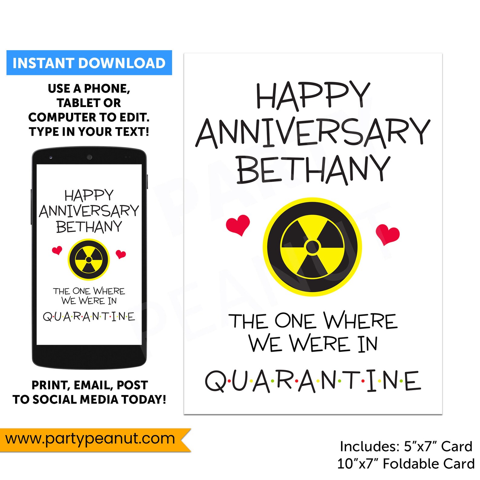 Quarantine Anniversary Card Quarantine Cards Instant Download Etsy
