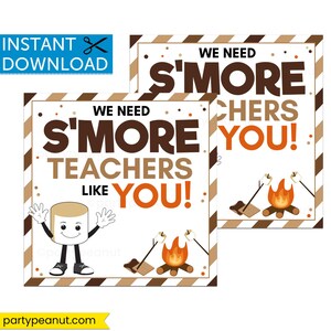 Lehrer Wertschätzung Tags, Lehrer Geschenkanhänger, Lehrer Dankeschön Tag, Smore Lehrer, Smore Tags, Smores Geschenk, Smore Dankeschön Tag Printable