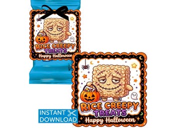 Halloween Rice Krispies Treats, Halloween Treat Tag, Frankenstein, Classroom Favors, Instant Download