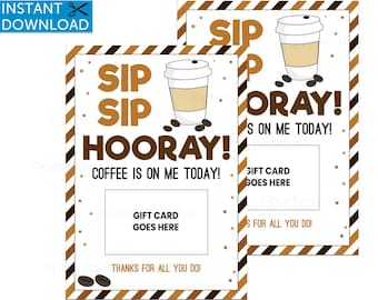 Coffee Gift Card Holder, Teacher Appreciation, Latte Gift Card Holder, Coffee Thank You, Coffee Appreciation, Coworker Gift, Printable
