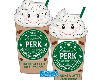 Coworker Wertschätzung Geschenke - Danke A Latte Coworker Geschenk Kaffee Geschenk Kartenhalter Instant Download
