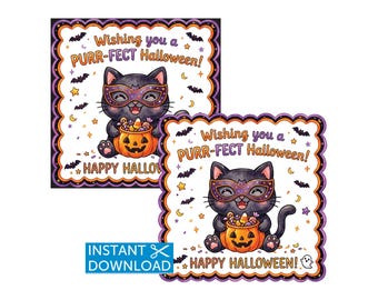 Halloween Cat Tags Purrfect Halloween Classroom Favors Teacher Treats Instant Download