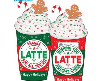 Christmas Gift Card Holder Coffee Latte Holiday Joy Printable Teacher Coworker Employees Friends Appreciation