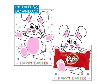 Ostern KitKat Süßigkeiten Halter Ostern Korb Stuffer Bunny Card Klasse Leckerbissen Tags Schule Gefälligkeiten Printable