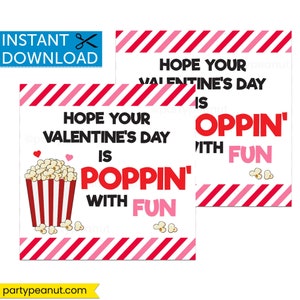 Popcorn Valentine Tags, School Valentine Teacher, Class, Kids, Popping Valentines Day, Poppin Valentines Day Gift, Office, Coworker