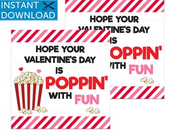 Tag Popcorn San Valentino, Insegnante scolastico di San Valentino, Classe, Bambini, Popping San Valentino, Regalo di San Valentino Poppin, Ufficio, Collega