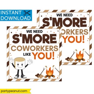 Coworker Appreciation Gift Tag, Coworker Thank You, Smore Coworkers, Coworker Gift Tag, Smores Gift Tags, Smore Thank You Tags Printable