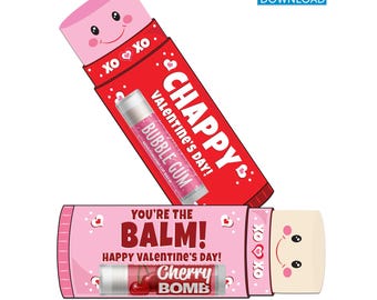 Lippenbalsam Valentinstag Chapstick Lip Smacker Kinder Klassenzimmer Valentinstag Schule Gefälligkeiten Studenten druckbar