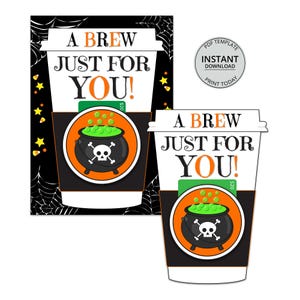 Halloween Brew For You Gift Card Holder, Halloween Coffee Gift Card Holder, Halloween Teacher Gift Card, Coworker, Coffee Gift, Printable