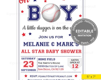 Baseball Baby Shower Invitation, Baseball Invitation, Baby Shower Baseball Invitation, Baseball Party Invitation Editable