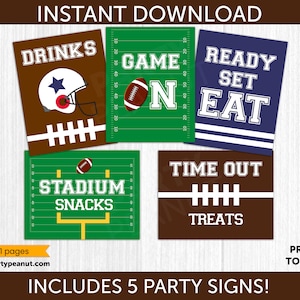 Football Party Football Sign Football Concessions Sign Football Food Signs Football Decor Printable Download