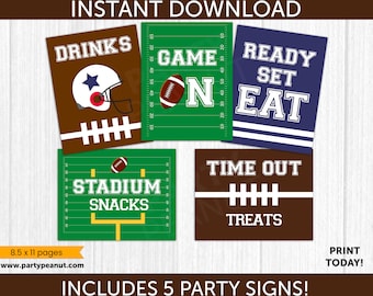 Football Signs Football Party Decor Football Concessions Sign Food Signs Printable Download