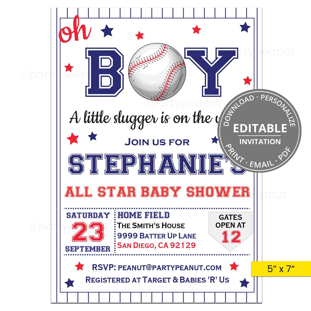 Baseball-Baby-Party-Einladungen – 25 Stück Mit Umschlägen, Für Jungen