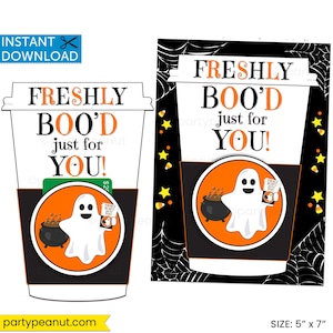 Porte-cartes d'Halloween, Carte-cadeau Halloween pour professeur, Café fraîchement préparé, Porte-cartes café, Collègue d'Halloween, Imprimable