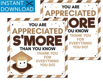 Appreciated Smore Tags, Teacher Appreciation, Smores Gift Tags, Teacher Thank You Tag, Smore Teachers, Smore Thank You Tag, Employee