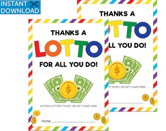 Thanks A Lotto, Teacher Appreciation, Lottery Ticket Gift Card Holder, Lottery Gift, Coworker, Employee Thank You, Client Thank You